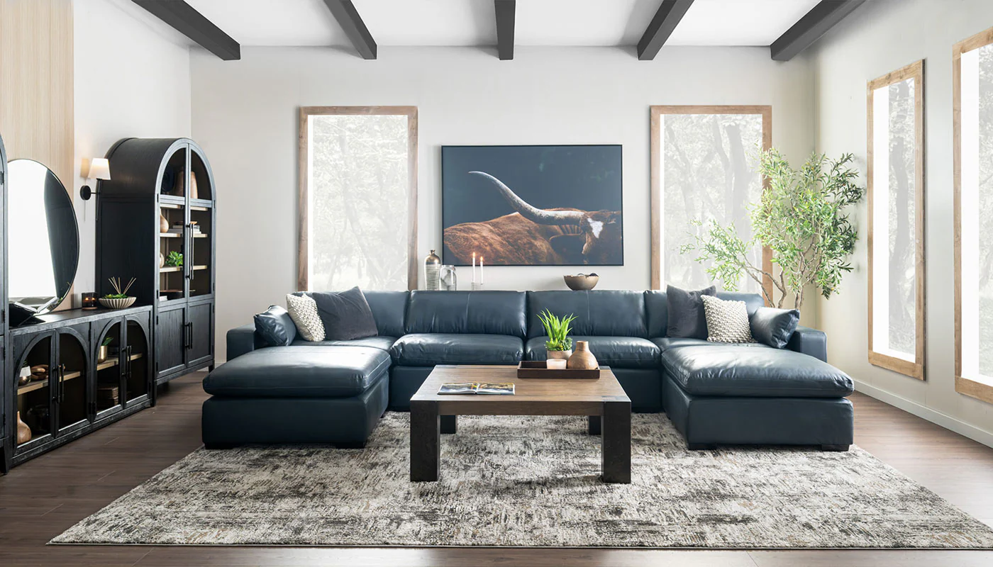 City Limits II Leather Dual Chaise Sectional - Image 4