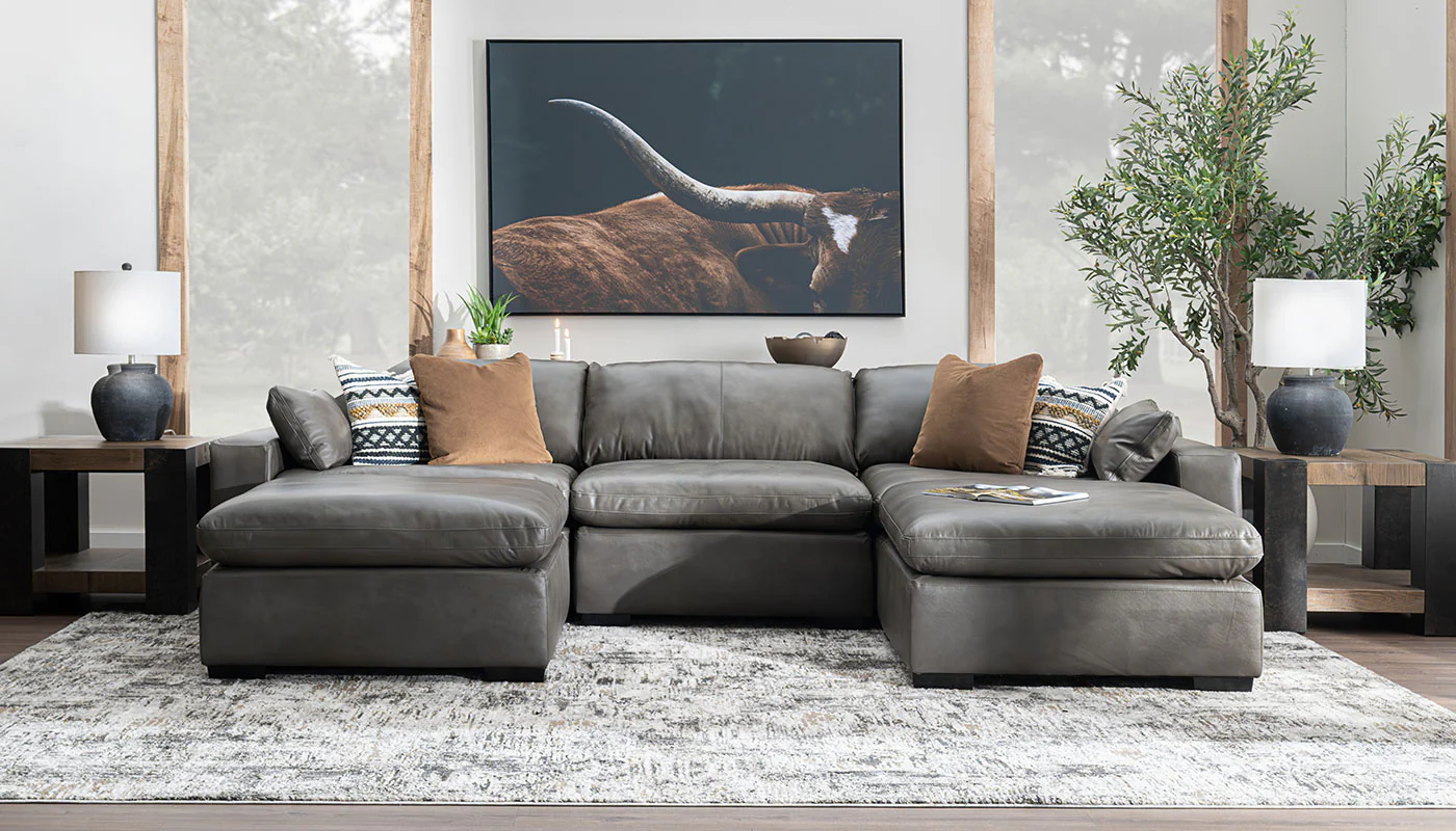 City Limits II Leather Dual Chaise Sectional - Image 5