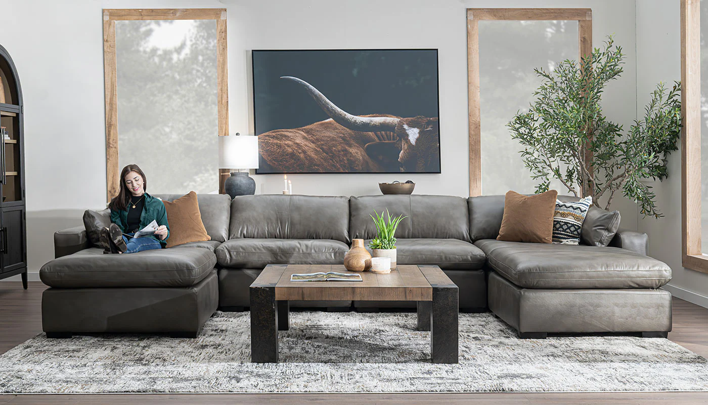 City Limits II Leather Dual Chaise Sectional - Image 6