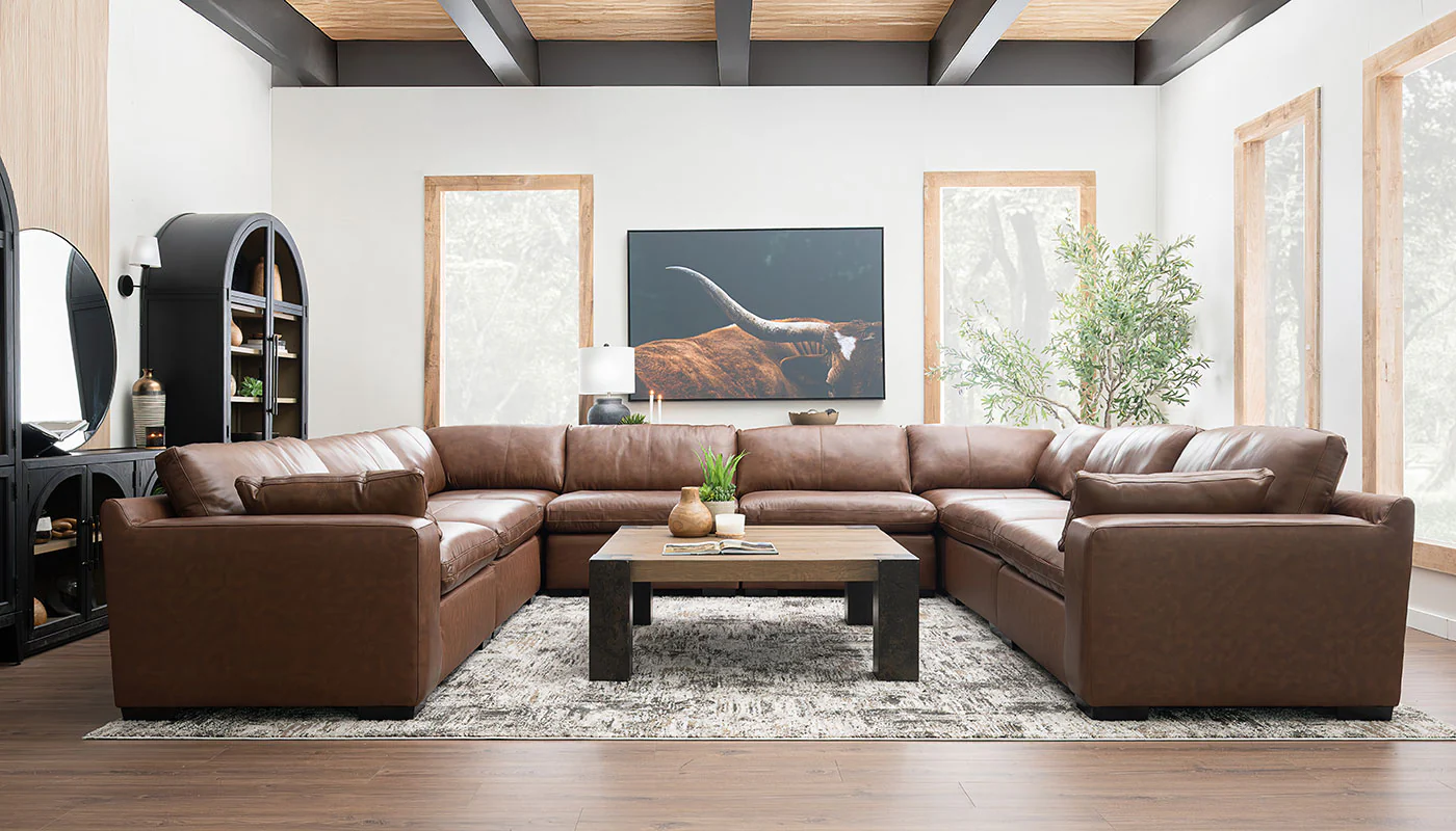 City Limits II Leather U Shape Sectional - Image 10