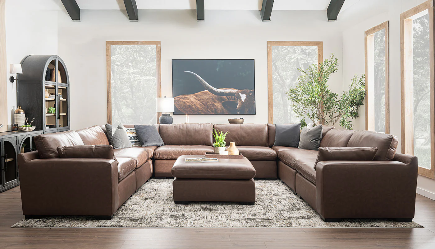 City Limits II Leather U Shape Sectional - Image 11