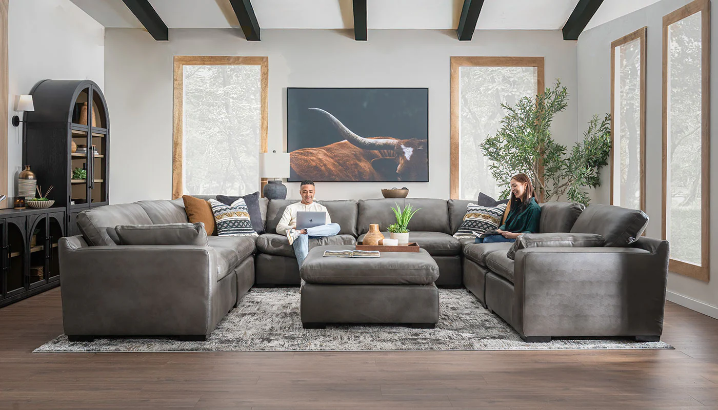 City Limits II Leather U Shape Sectional - Image 5