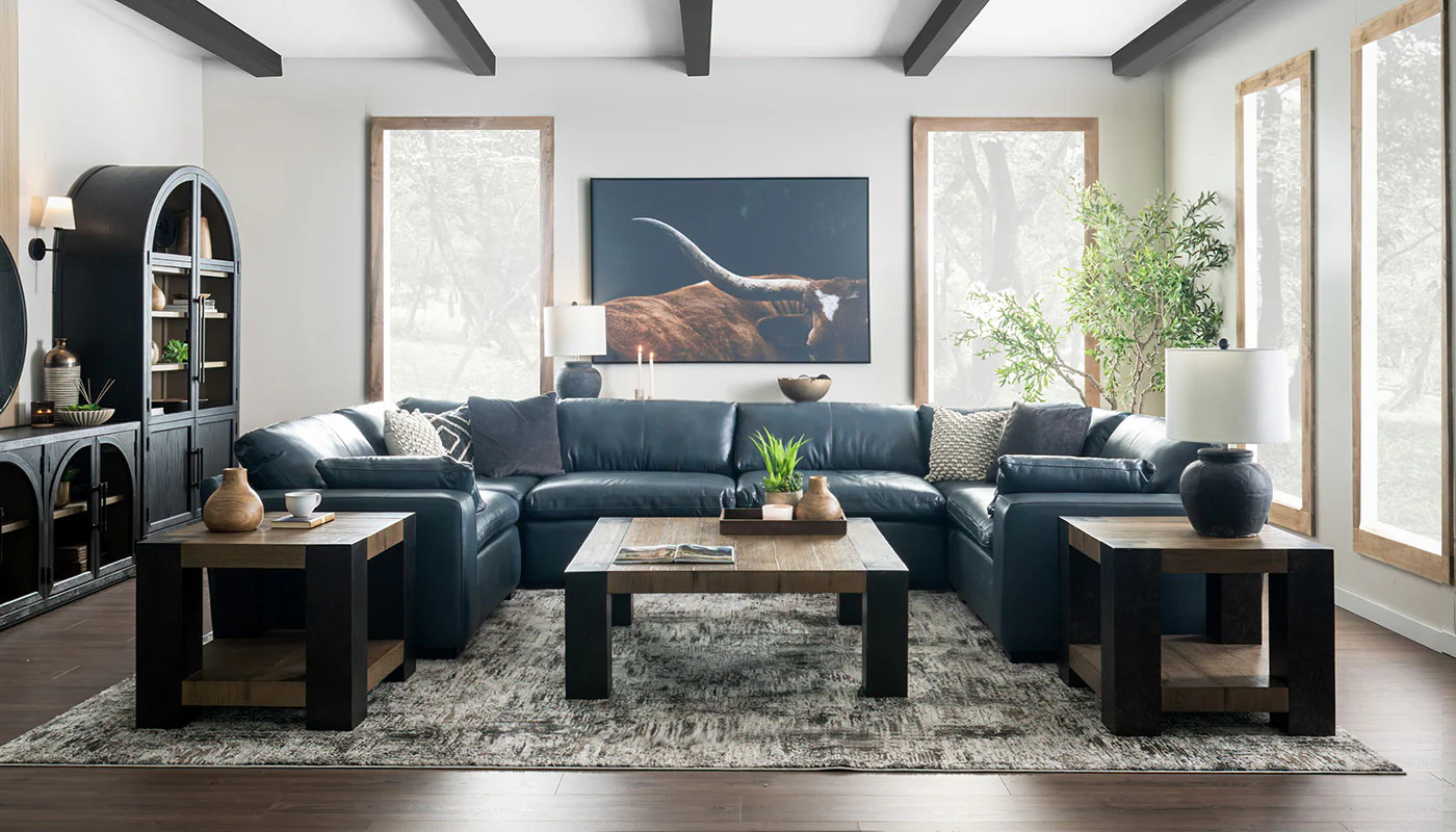 City Limits II Leather U Shape Sectional - Image 6