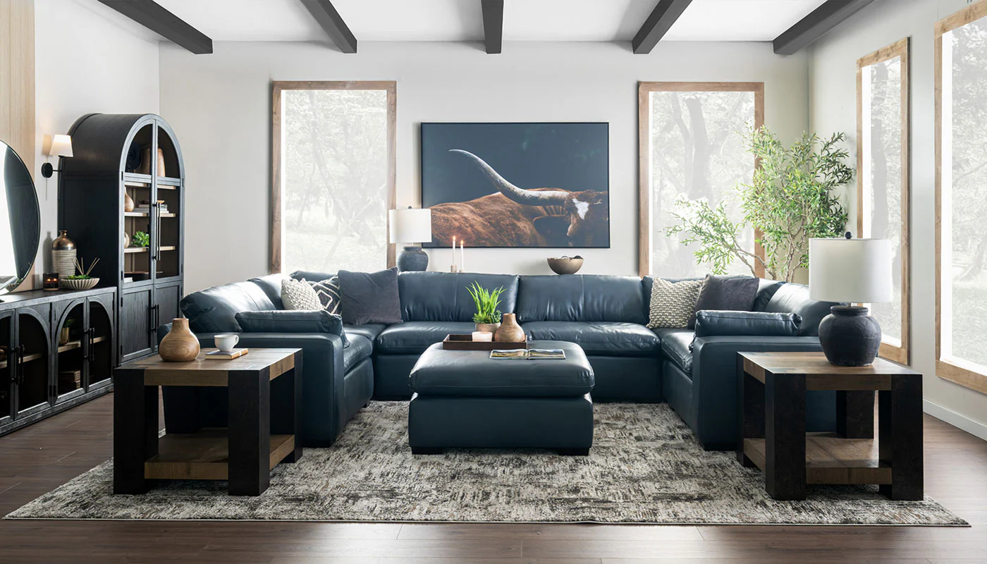 City Limits II Leather U Shape Sectional - Image 7