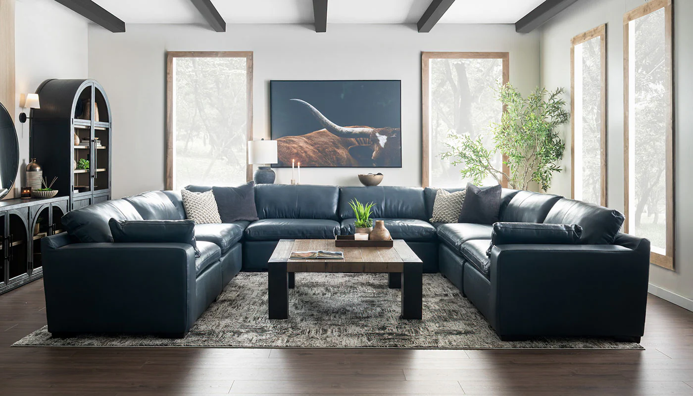 City Limits II Leather U Shape Sectional - Image 8