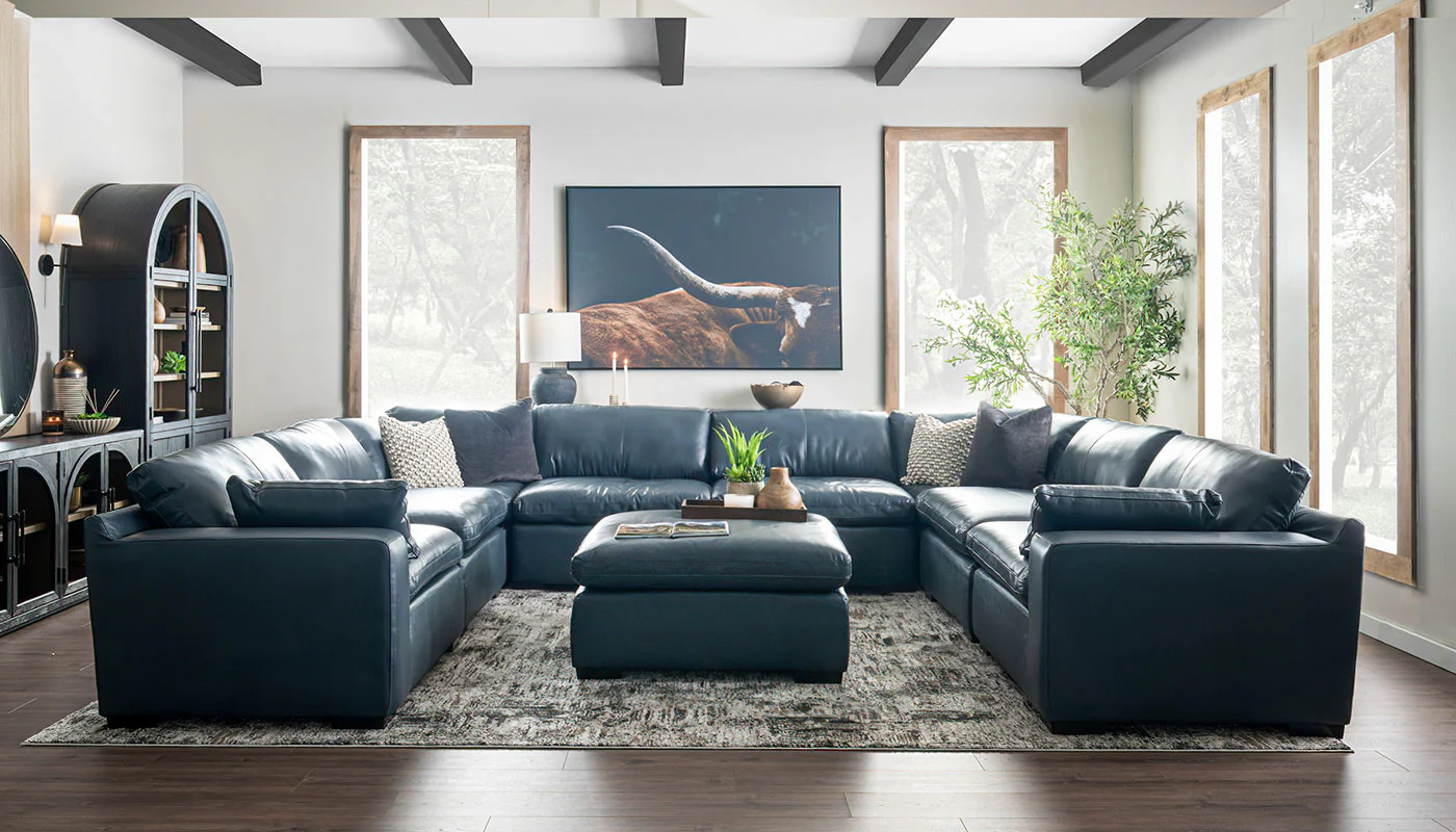 City Limits II Leather U Shape Sectional - Image 9