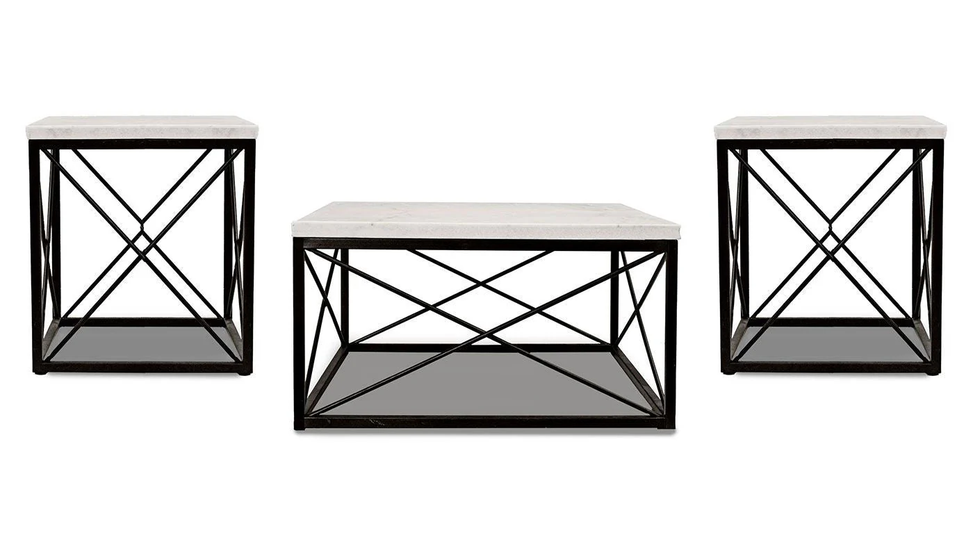 Skyler White Marble 3-Piece Occasional Set - Image 4