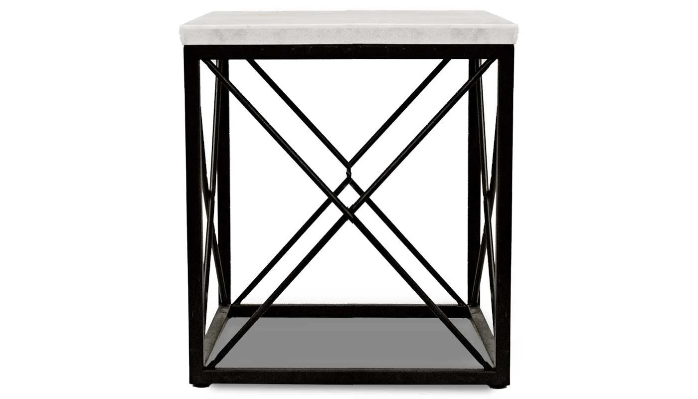 Skyler White Marble End Table - Image 3