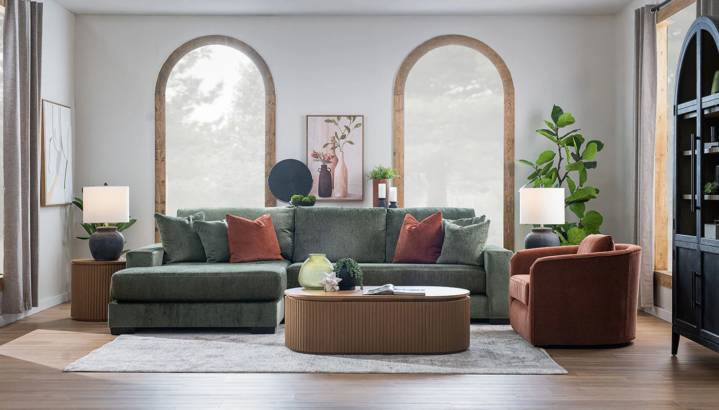 Torri Ventana Olive Sofa with Chaise - Image 2